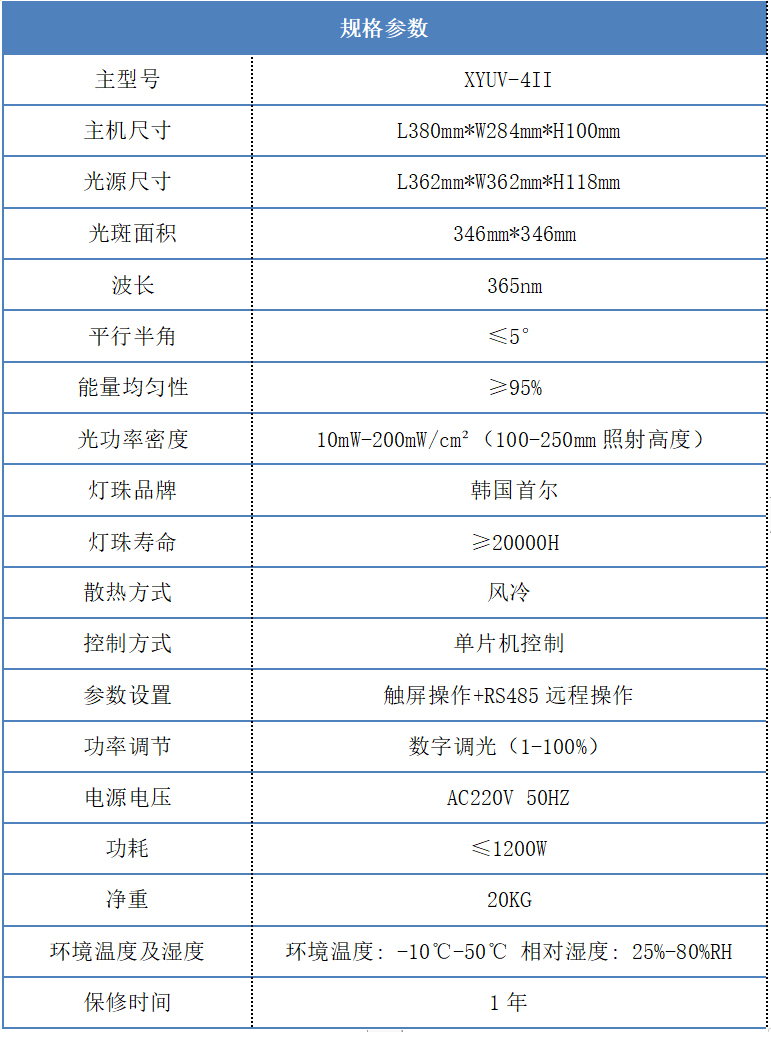 UVLED曝光平行光源规格